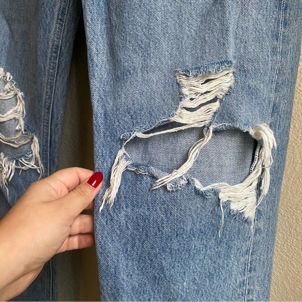 Agolde 90's Jean Mid Rise Light Wash Distressed - Picture 5 of 9